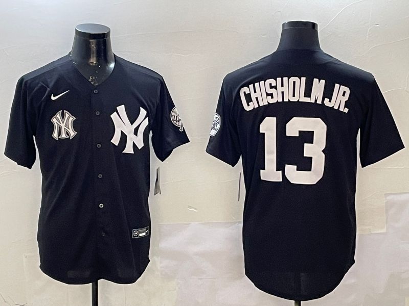 Men New York Yankees #13 Chisholm jr Black Fashion Game 2025 Nike MLB Jersey style 1->new york yankees->MLB Jersey